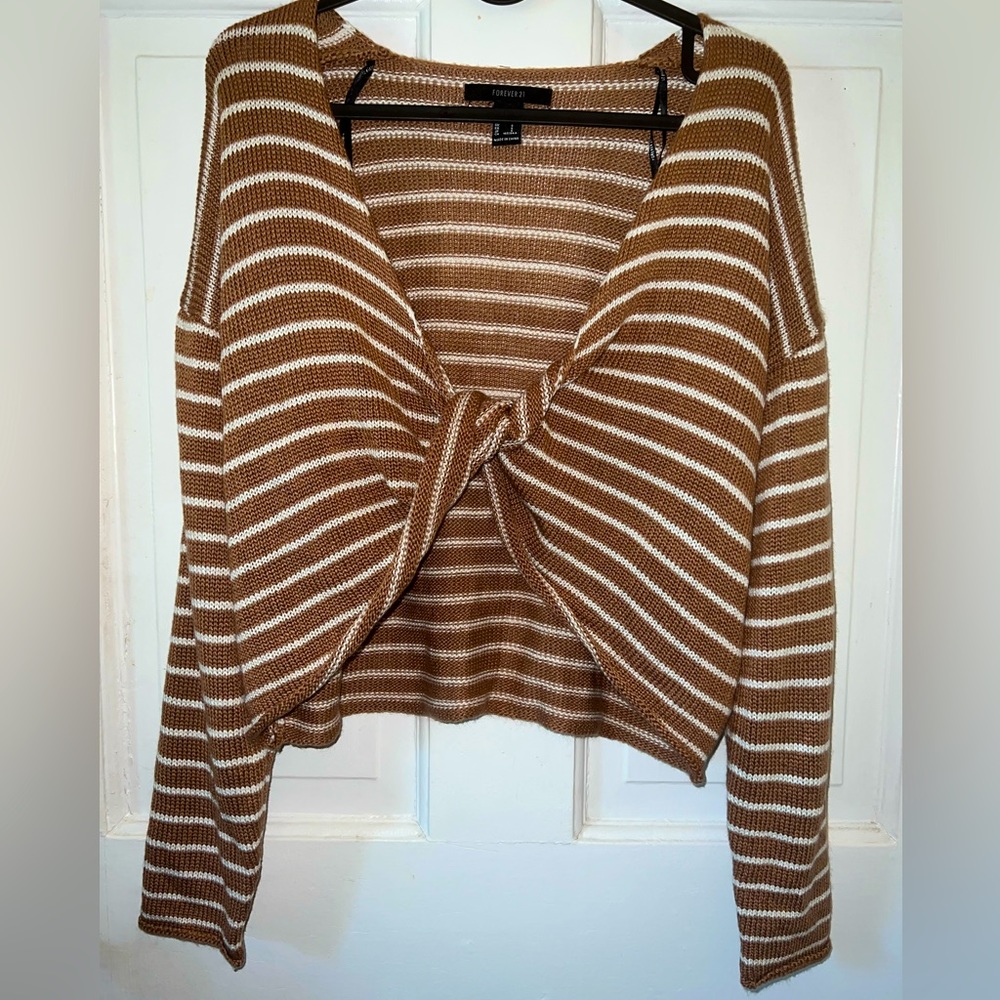Forever 21 brown front tie sweater